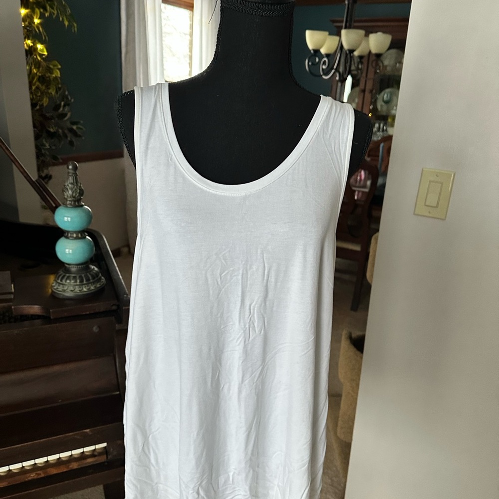 Old Navy White Relaxed Fit Tank Top with Deep Scoop Neckline